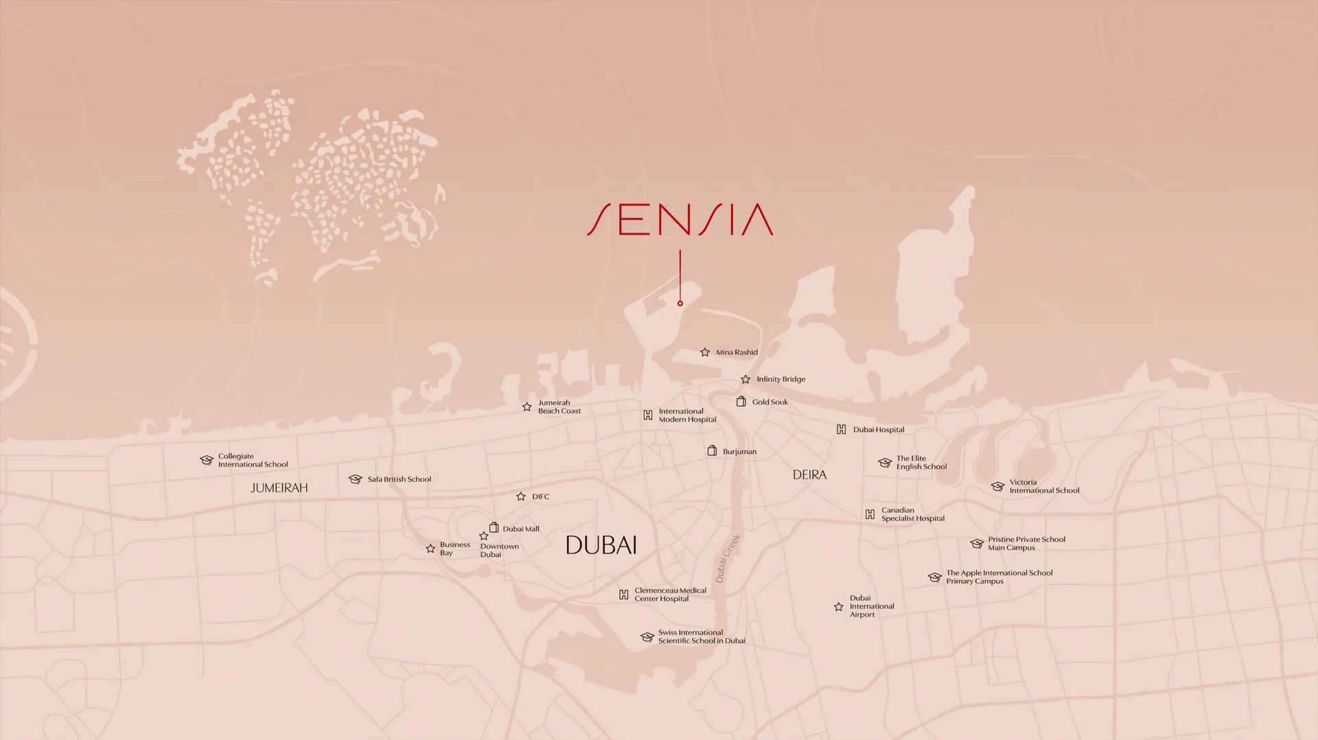 Location map of Sensia by Beyond in Dubai Maritime City
